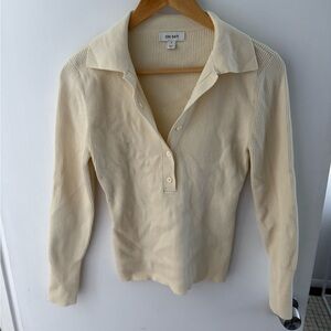 ON 34th Cream Ribbed Polo Blouse